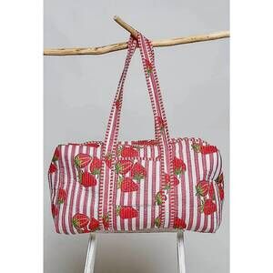 NEW POL women's strawberry quilted weekender bag in red